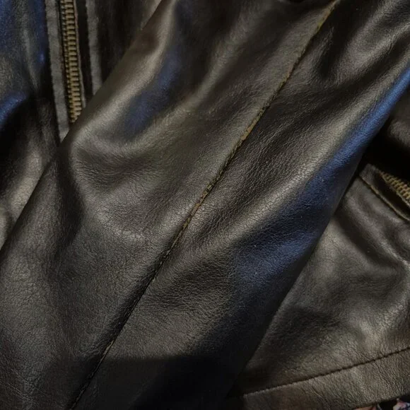 Toxic Hazard Brown Distressed Moto Jacket Size L - Picture 8 of 12